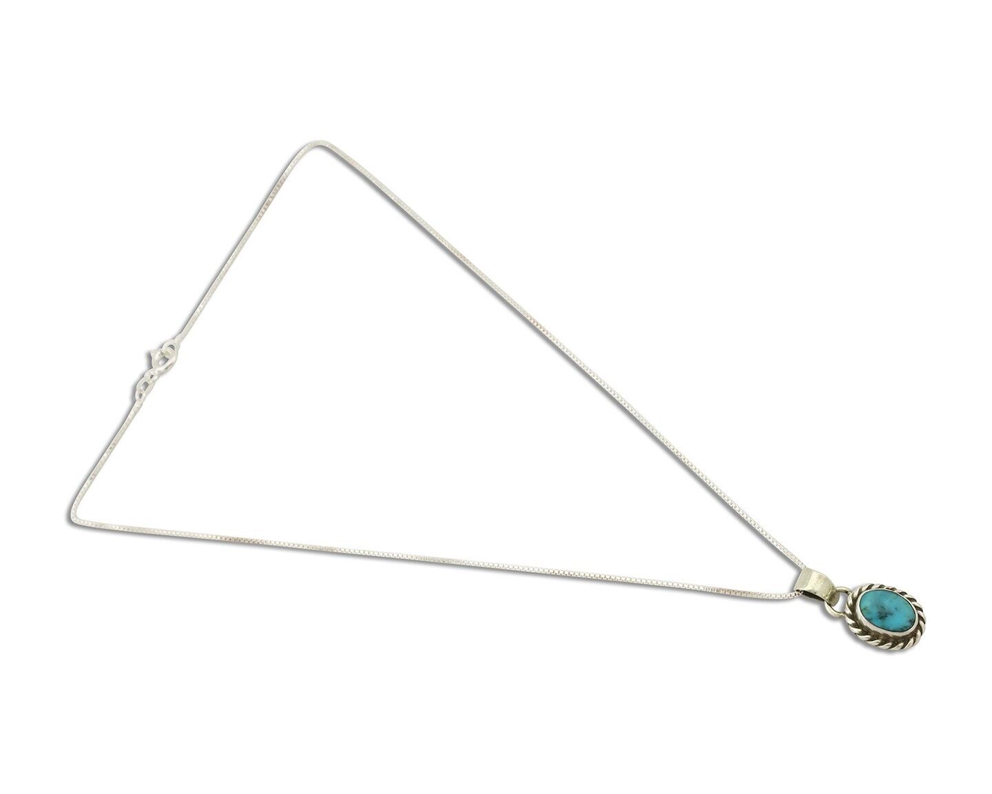 Navajo Necklace 925 Silver Natural Kingman Turquoise Native Artist C.2008