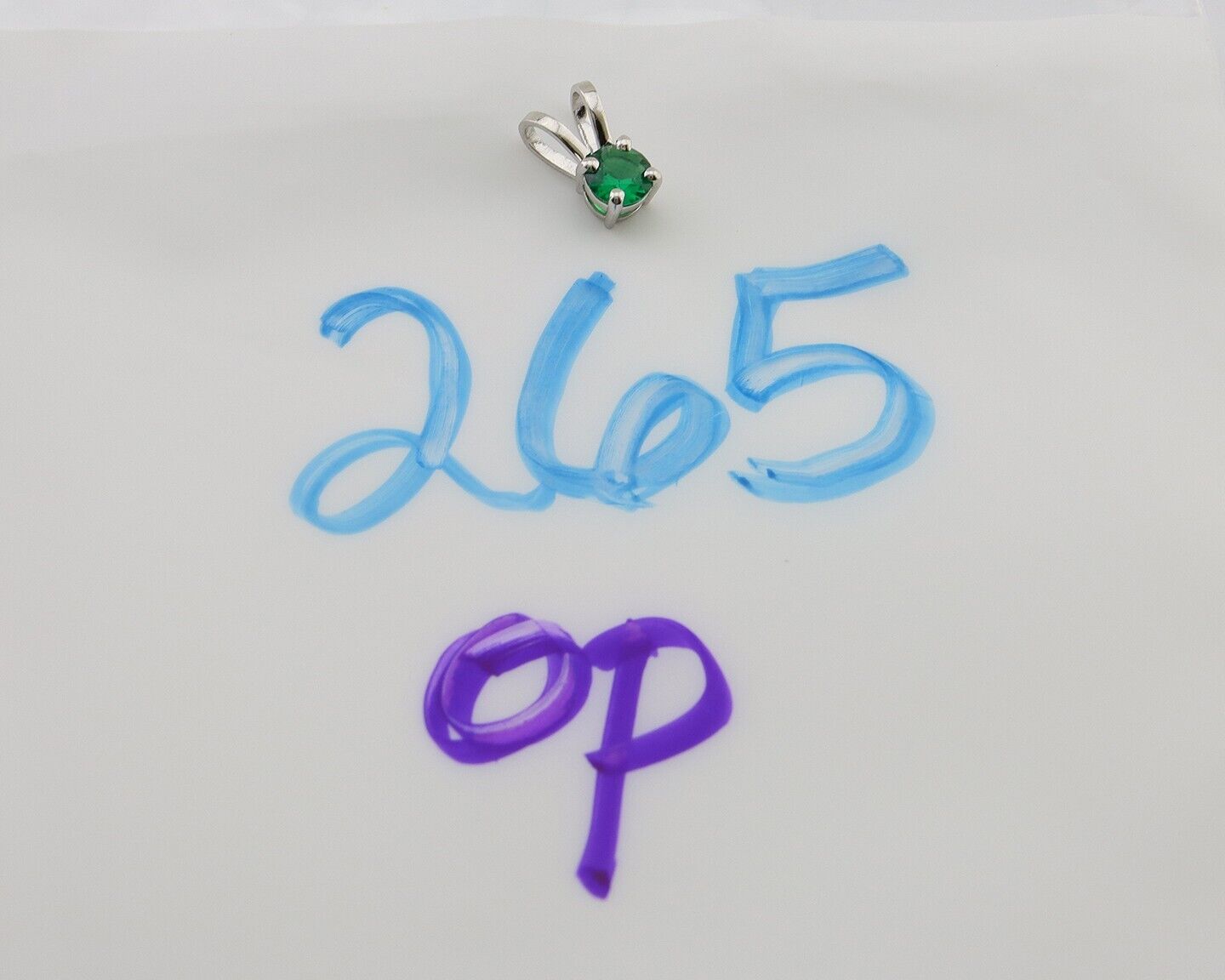 May Birthstone Pendant Set in 14k Solid White Gold