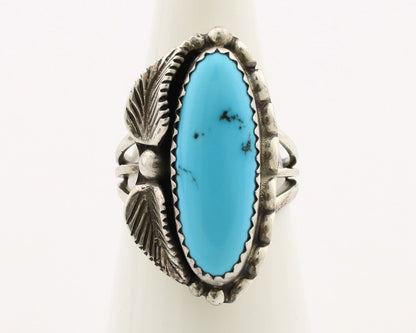 Navajo Ring 925 Silver Sleeping Beauty Turquoise Signed SC C.80's