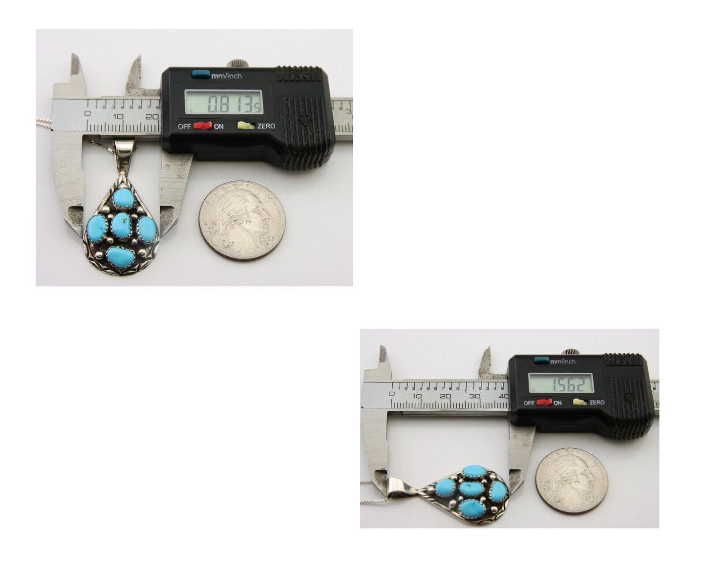 Navajo Necklace 925 Silver Natural Blue Turquoise Artist Signed MK C.80's