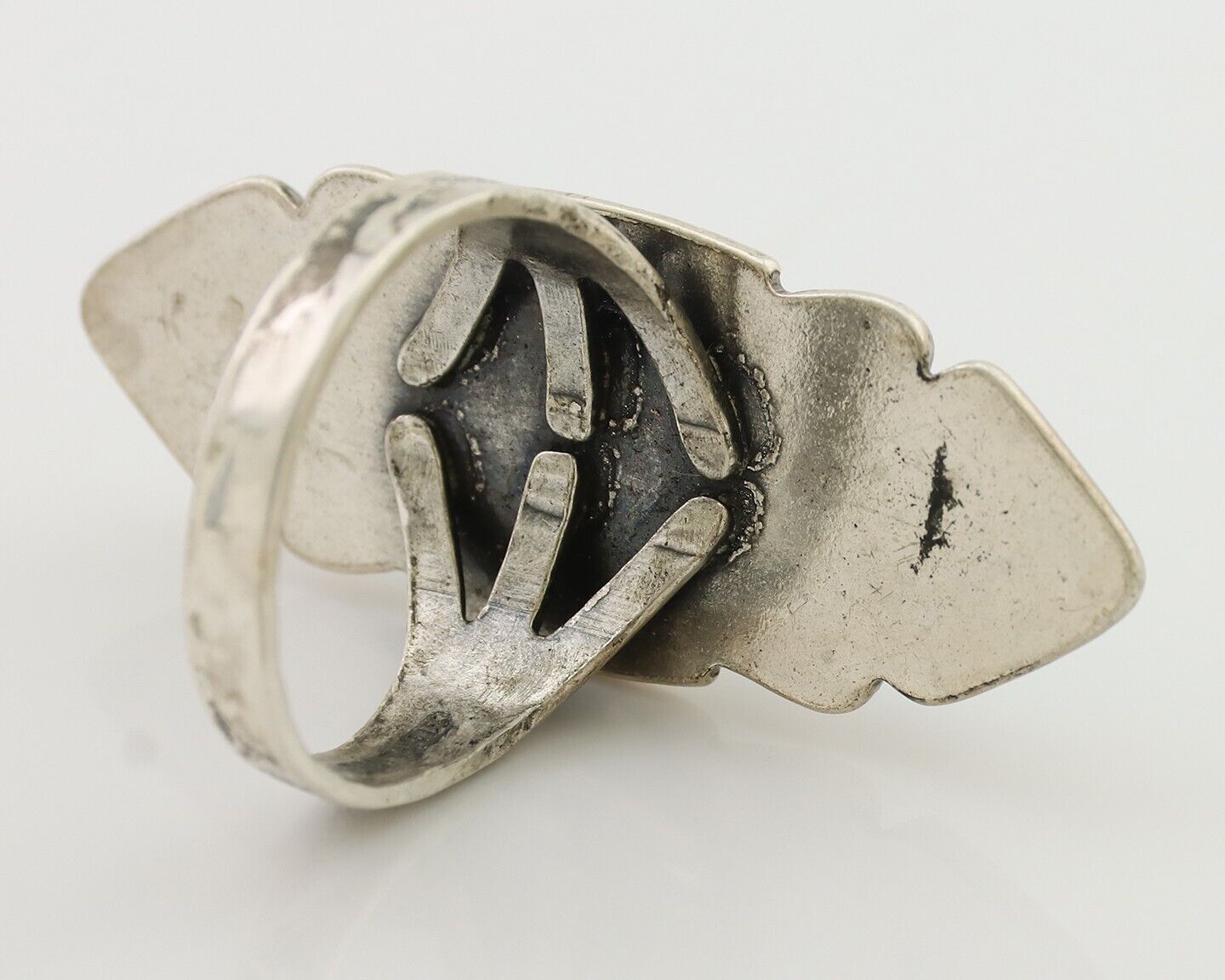 Navajo Ring 925 Silver Natural Blue Turquoise Native Artist Size 8.0 C.80's