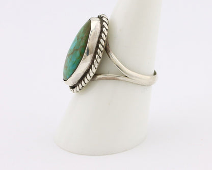 Navajo Ring 925 Silver Natural Turquoise Artist Signed Rabbit Stick C.80's