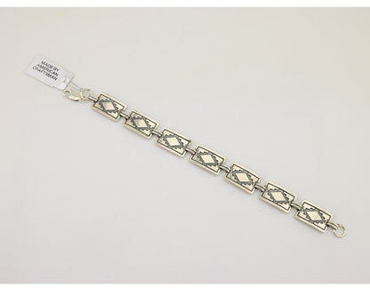 Navajo Hamdmade Link Bracelet 925 Silver Native American Artist C.80's