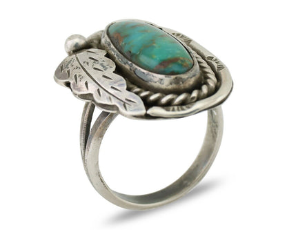 Navajo Handmade Ring 925 Silver Kingman Turquoise Native American Artist C.80's