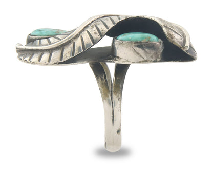 Vintage Navajo Ring 925 Sterling Authentic Traditional Turquoise Size 5.75
