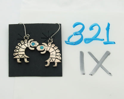 Navajo Dangle Earrings Sterling Silver Natural Turquoise Vintage Handmade