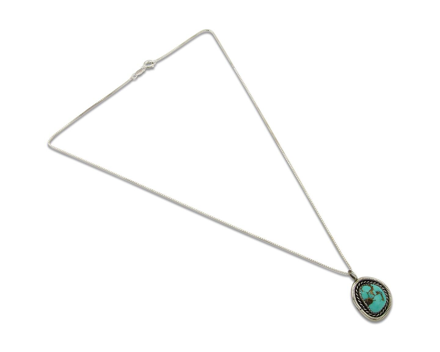 Navajo Necklace 925 Silver Natural Turquoise Native American Artist C.80's