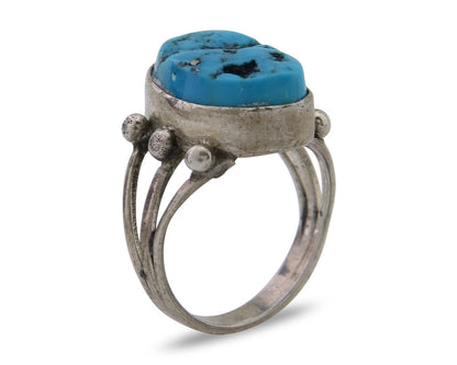 Navajo Handmade Ring 925 Silver Sleeping Beauty Turquoise Artist C.80's
