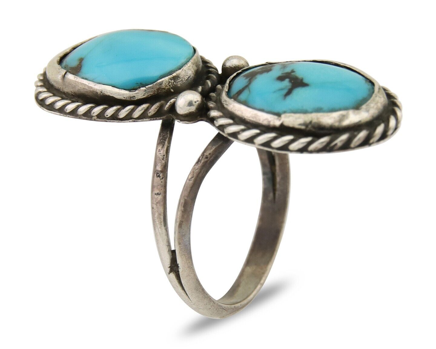 Navajo Ring 925 Silver Natural Blue Turquoise Native American Artist C.80's