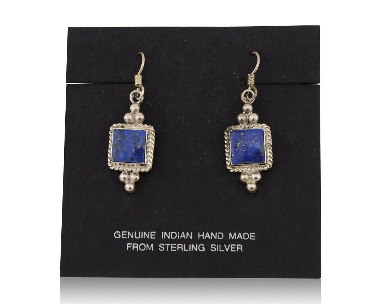 Navajo Earrings 925 Silver Natural Mined Lapis Native American Artist C.80's