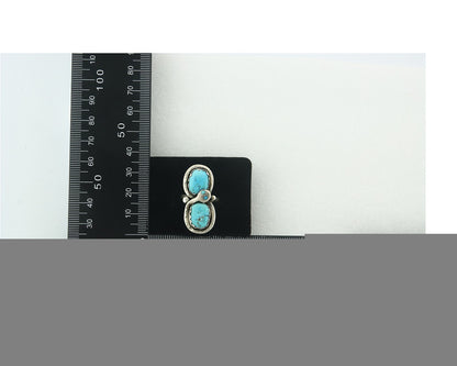 Vintage Zuni Ring 925 Sterling Silver Turquoise Signed Effie Calavasa Size 6.0