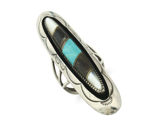Vintage Navajo Ring 925 Sterling Silver Turquoise Handmade Size 8.5