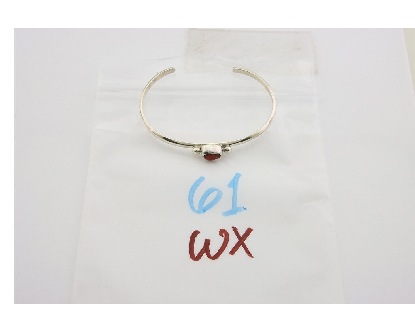 Navajo Bracelet .925 Silver Natural Red Coral Cuff Native American Artist C.80's