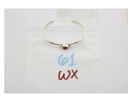 Navajo Bracelet .925 Silver Natural Red Coral Cuff Native American Artist C.80's