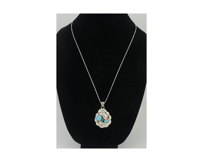Navajo Necklace 925 Silver Turquoise Native Artist Signed Wilbert Benally C.80's