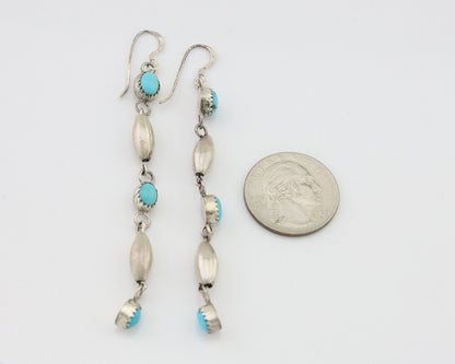 Navajo Earrings 925 Silver Blue Turquoise Native American Artist C.80's