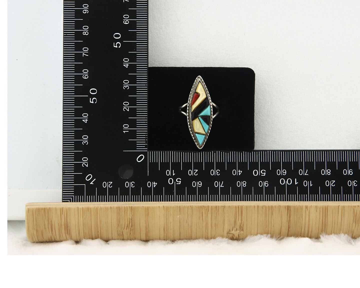 Vintage Zuni Ring 925 Sterling Silver Natural Gemstone Signed R & GT Size 5.75