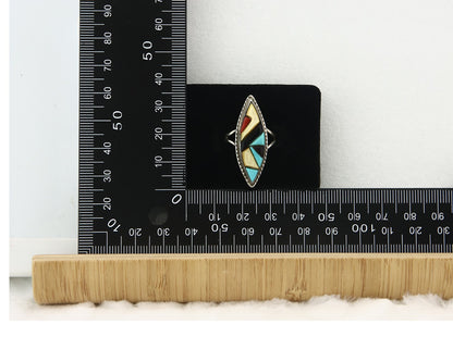 Vintage Zuni Ring 925 Sterling Silver Natural Gemstone Signed R & GT Size 5.75