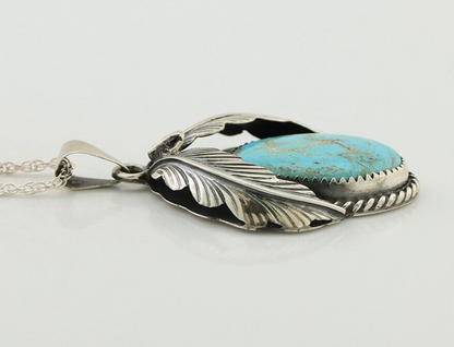 Navajo Necklace 925 Silver Natural Blue Turquoise Aritst Signed Windmill C.80's