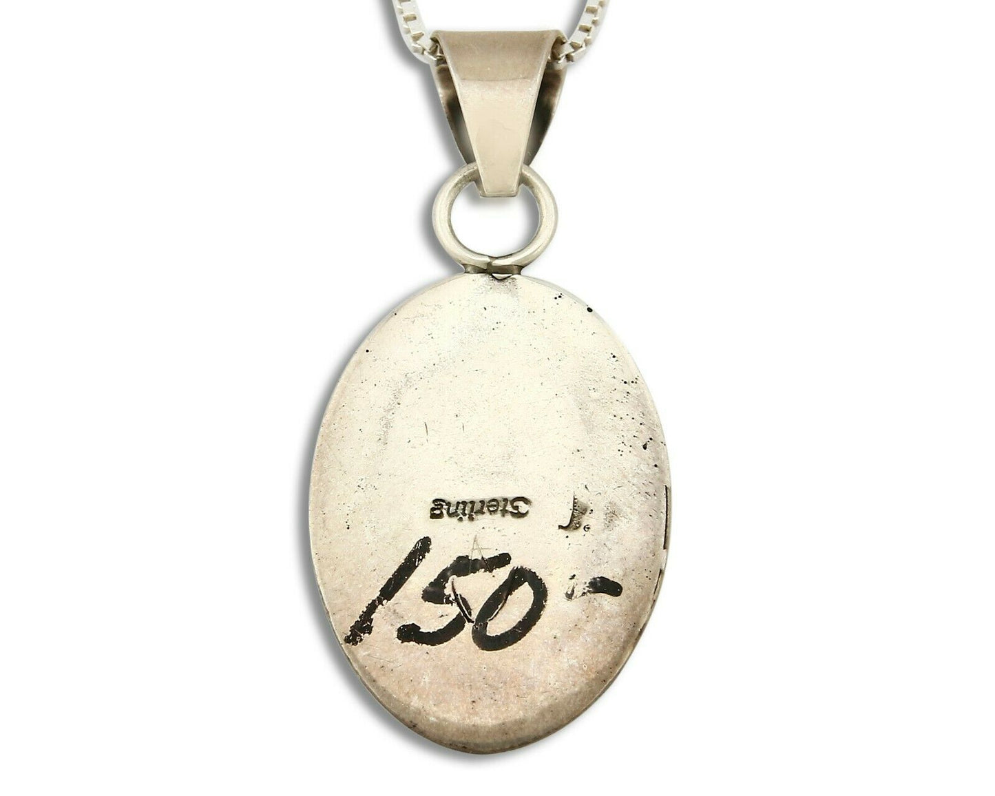 Navajo Inlaid Gemstone Pendant .925 Silver Handmade Signed Pictograph C.80's