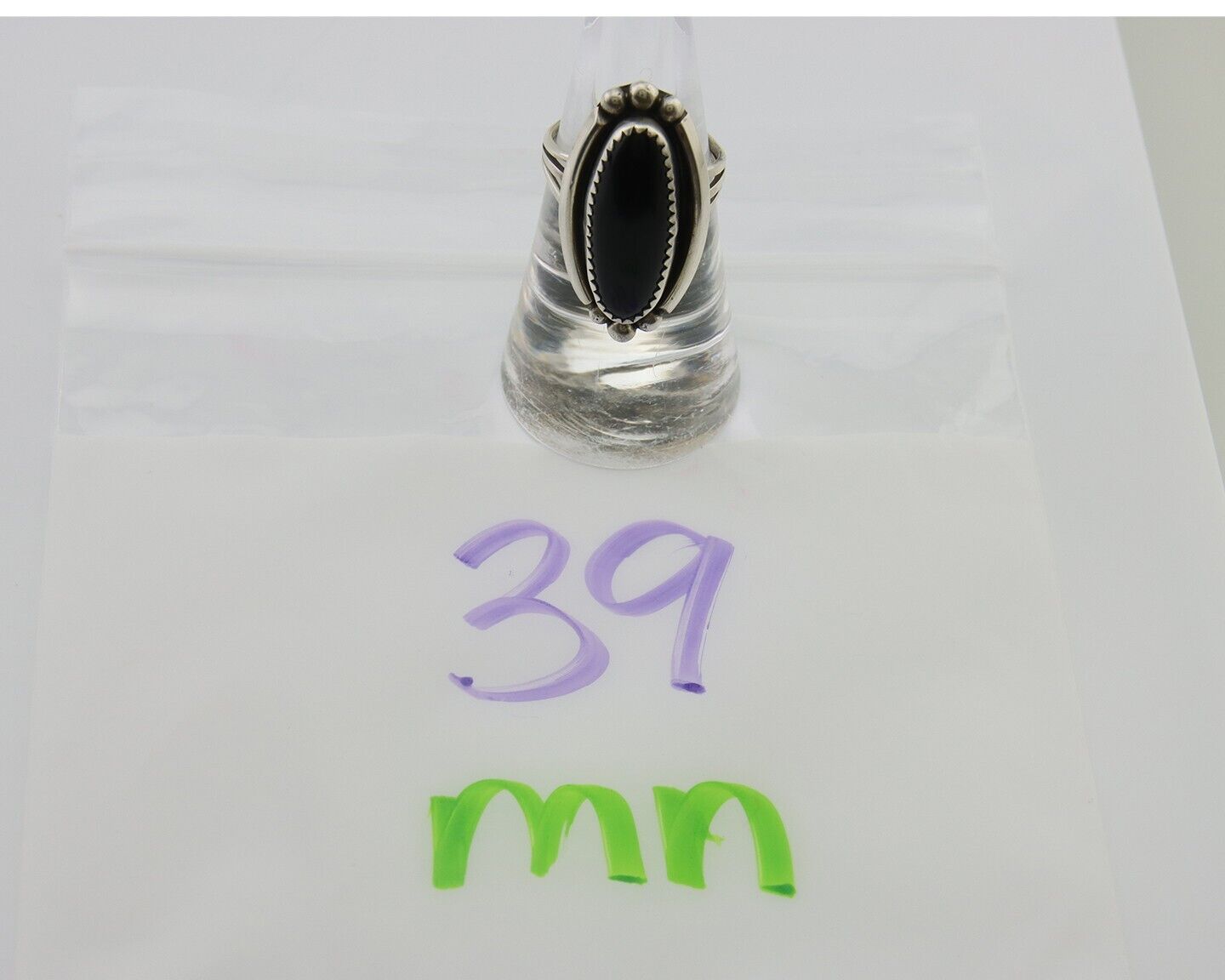 Navajo Handmade Ring 925 Silver Black Onyx Artist Signed SC C.80's