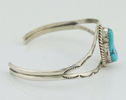 Navajo Bracelet 925 Silver Sleeping Beauty Turquoise Signed Robert Vandover C80s