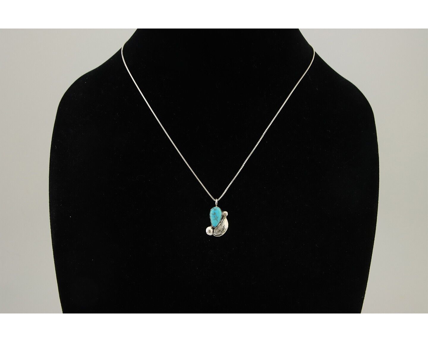 Navajo Heart Necklace 925 Silver Natural Turquoise Signed William Denetdale C80s