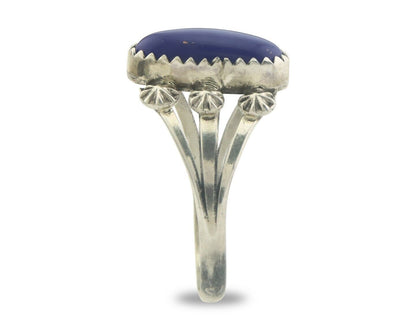 Navajo Ring 925 Sterling Natural Lapis Handmade Native Artist C.80's