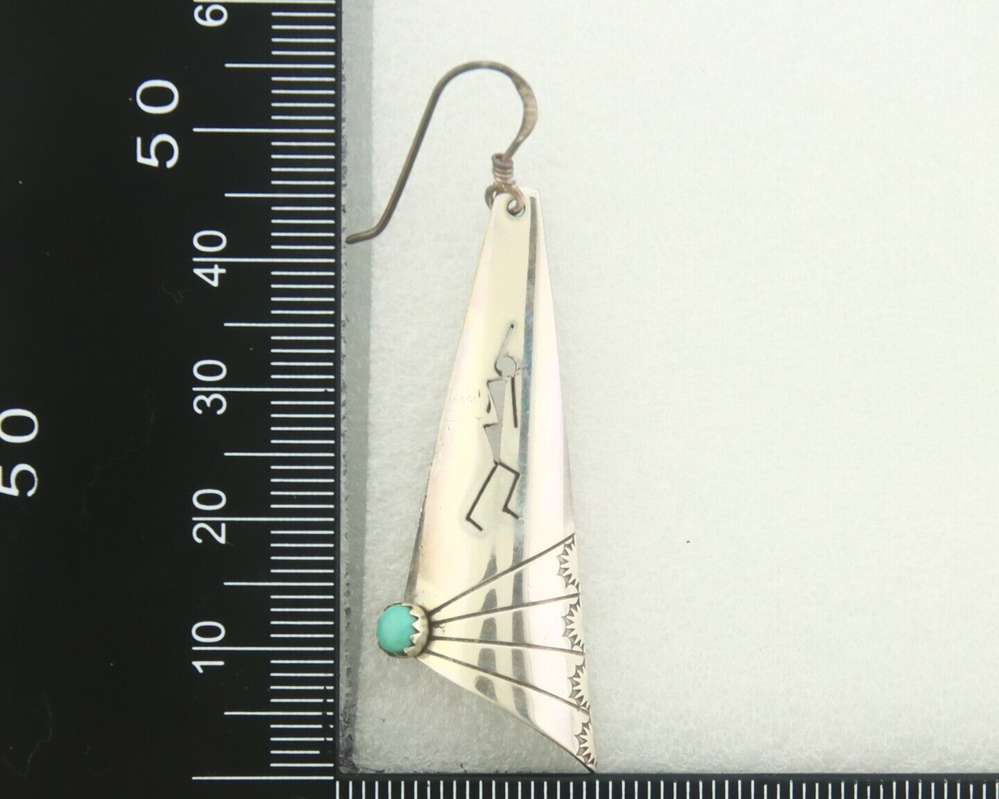 Navajo Earrings 925 Silver Kokopelli Natural Turquoise Native Artist C.80's