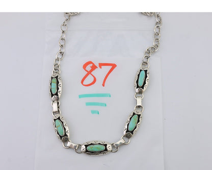 Navajo Necklace 925 Silver Blue Arizona Turquoise Native American Artist C.80's