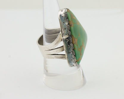 Navajo Fox Turquoise Ring 925 Silver Native American Artist C.80's Size 8.75