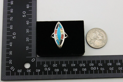 Navajo Ring 925 Silver Turquoise Shell Onyx Spiney Oyster Native Artist C80's