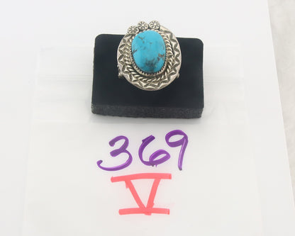 Vintage Navajo Ring 925 Sterling Authentic Turquoise Signed Snail Size 16