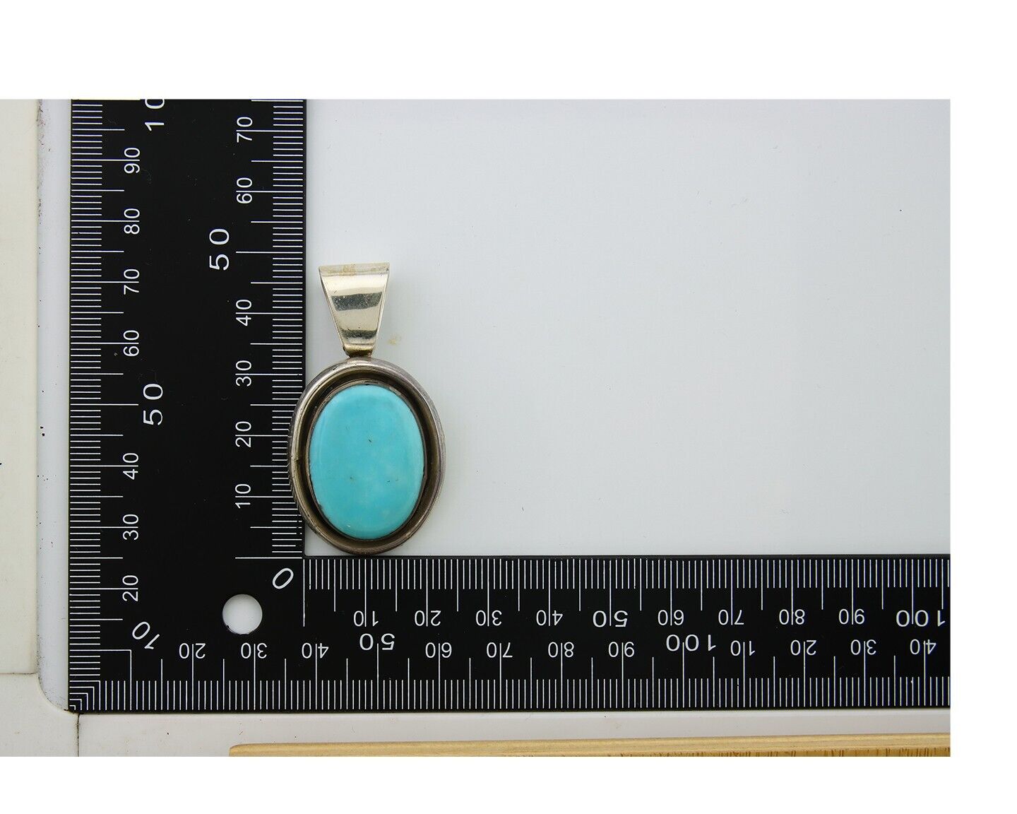 Navajo Pendant 925 Silver Natural Turquoise Handmade Native American Artist C80s