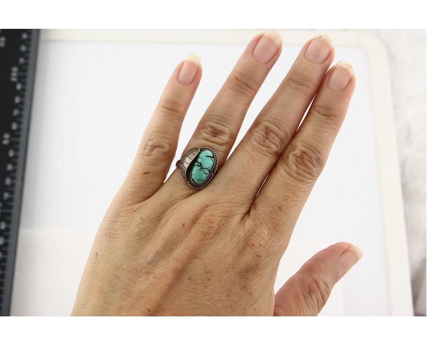 Vintage Navajo Ring 925 Sterling Silver Turquoise Handmade Size 5.5