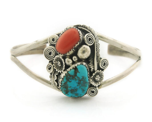 Navajo Cuff Bracelet Sterling Silver Natural Gemstone Vintage Native American