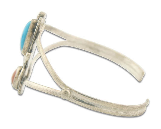 Vintage Navajo Bracelet 925 Silver Handmade Authentic Gemstone Traditional