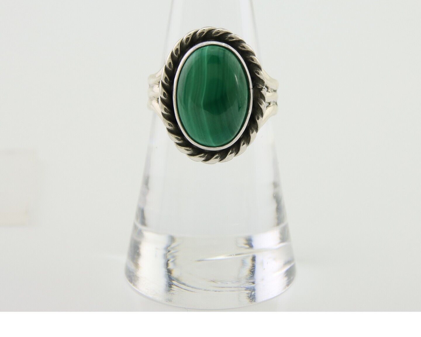 Navajo Ring 925 Silver Natural Malachite Native American Artist C.80's