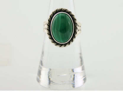 Navajo Ring 925 Silver Natural Malachite Native American Artist C.80's