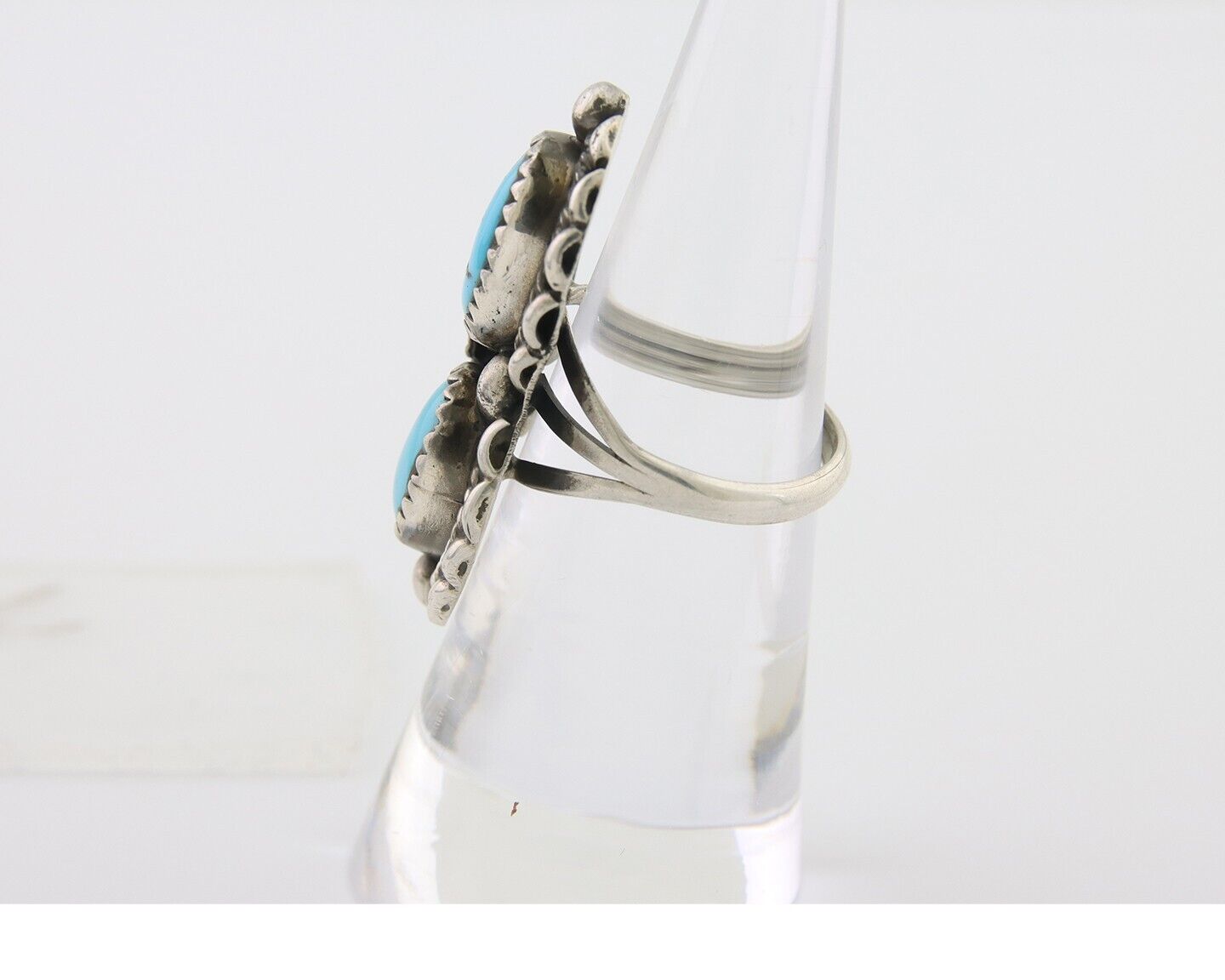 Navajo Ring 925 Silver Natural Blue Turquoise Artist Signed SC C.80's Size 5.75
