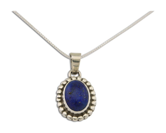Navajo Pendant 925 Silver Natural Lapis Lazuli Signed Sunrise C.80's