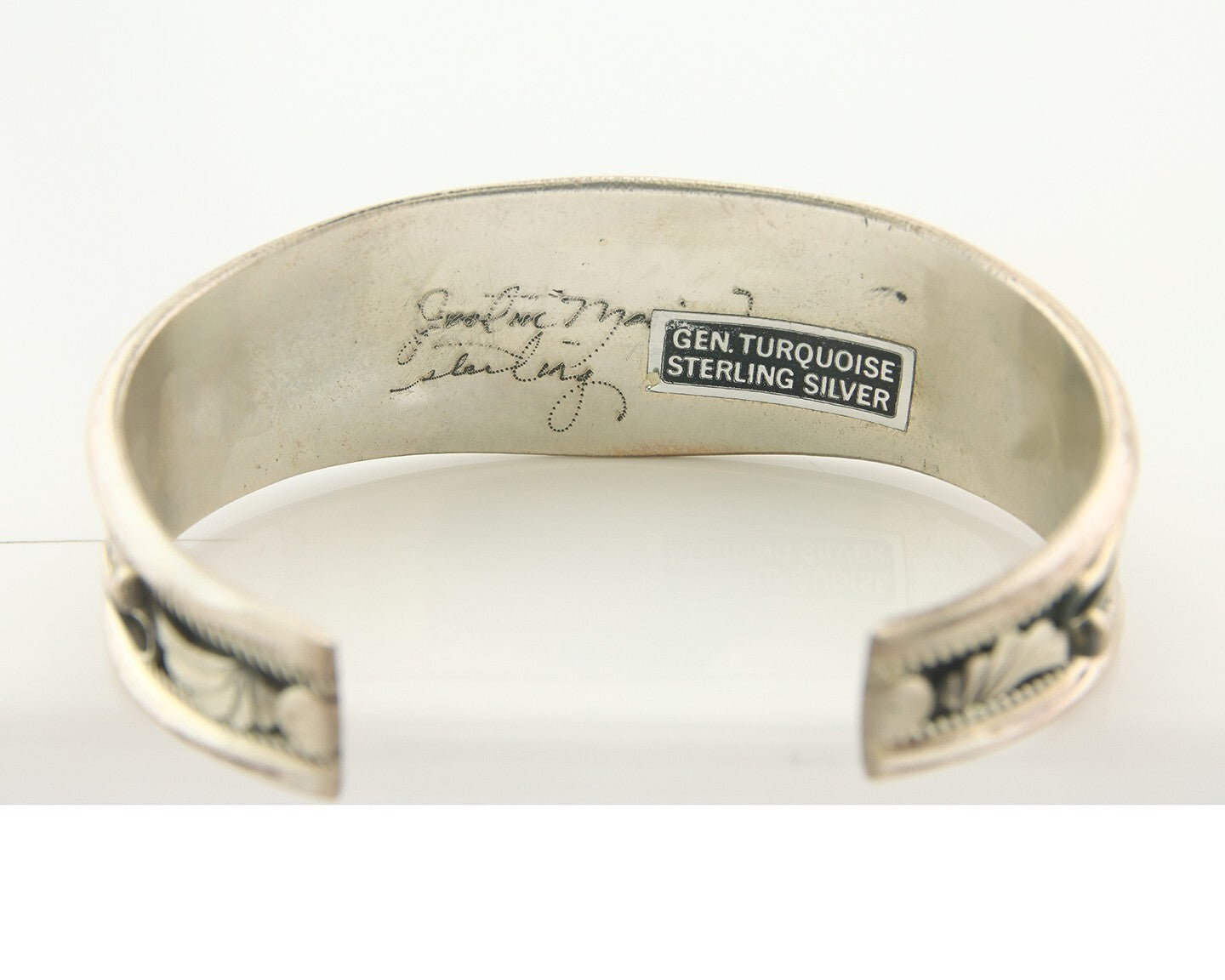 Vintage Navajo Bracelet 925 Silver Handmade Authentic Gemstone Signed JM