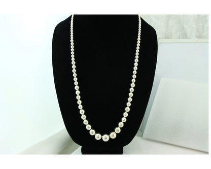 Navajo Bead Necklace 925 Sterling Silver Vintage Graduated 5mm-12mm 30in Long
