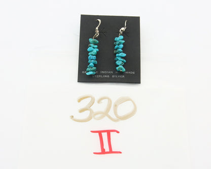 Navajo Dangle Earrings 925 Silver Natural Turquoise Native American Artist C80s
