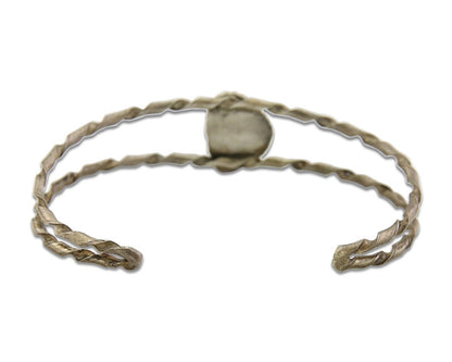 Navajo Bracelet .925 Silver Mediterranean Red Coral Cuff Native Artist C.80's