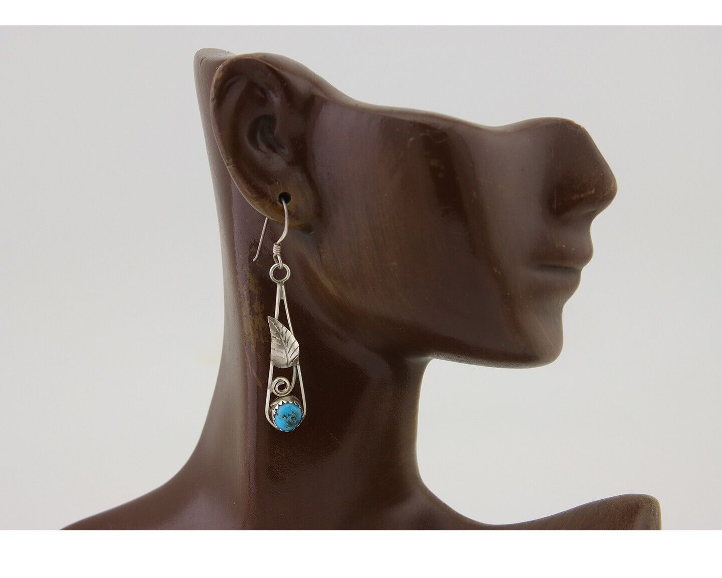 Navajo Dangle Earrings 925 Silver Natural Blue Turquoise Artist Signed JB C.80's