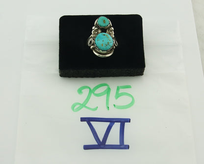 Traditional Navajo Ring 925 Sterling Silver Authentic Turquoise Signed JB Sz 6.0