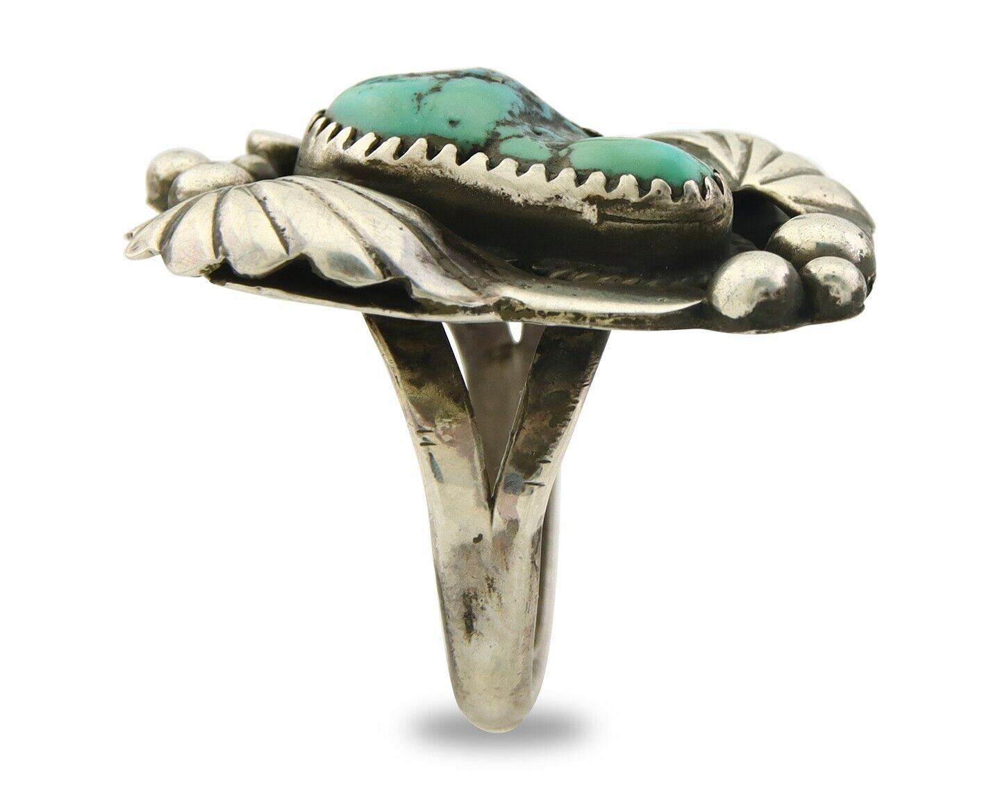 Navajo Ring 925 Sterling Natural Blue Turquoise Signed H Yazzie C.80's