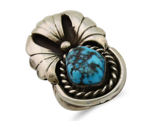 Navajo Ring 925 Sterling Silver Natural Turquoise Artist Signed LT C.80's
