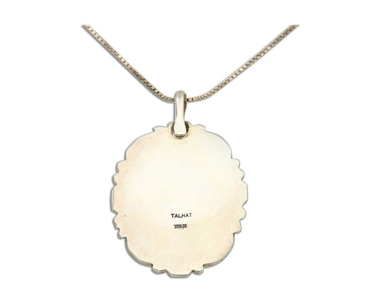 Navajo Pendant 925 Silver Natural Onyx Artist Signed TALHAT C.80's